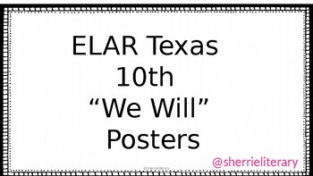 Preview of We Will Posters 10th Grade - Texas - Print and Digital - EDITABLE