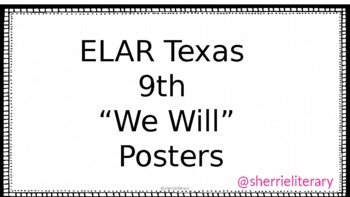 Preview of We Will Posters 9th Grade Texas - Print and Digital -- EDITABLE