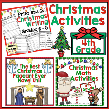 Preview of 4th Grade Christmas: Math, Reading, and Writing Christmas Activities Bundle