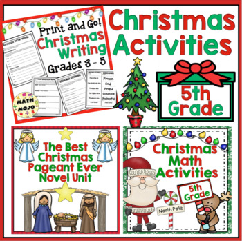 Preview of 5th Grade Christmas: Math and ELA Christmas Activities Bundle