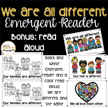 Preview of We are all Different Emergent Reader and Read Aloud