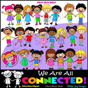Preview of We are all connected. Clipart set Full Color & Black/ White.