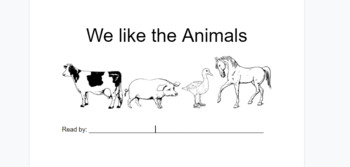 Preview of We like the Animals decodable sight word book
