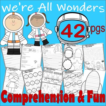 Preview of We’re All Wonders Read Aloud Book Companion Reading Comprehension Worksheets