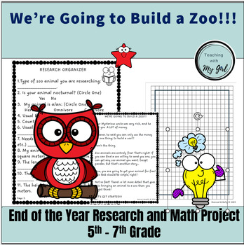 Preview of We're Going to Build a Zoo!!! End of the Year Research and Math Project 5th-7th