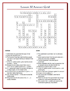 We The People Lesson 32 Worksheet Puzzle The 5th 6th 8th Amendments