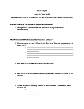 Preview of We the People Level 3 textbook-Lesson 8 Guided Reading Worksheet