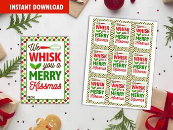Preview of We whisk you a Merry Kissmas Gift Tags, Printable Gift Tag Idea