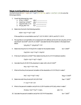 Preview of Weak Acid Equilibrium and pH Practice