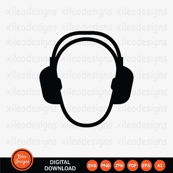 Preview of Wearing Headphone Over Head Music Ear Protection - SVG PNG JPG JPEG PDF EPS AI