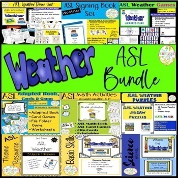 Preview of Weather ASL Bundle of Books Cards Games Worksheets