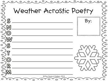 Weather Acrostic Poetry by The Peanut Gallery | Teachers Pay Teachers