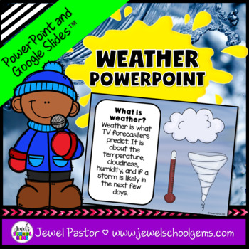 Preview of Weather Activities | PowerPoint with Poem, Word Search & Daily Chart Worksheets