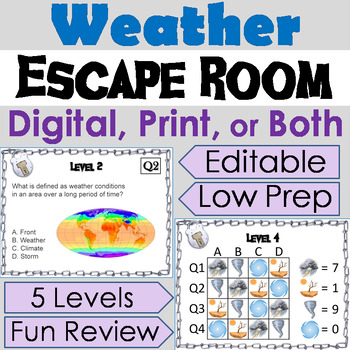 Preview of Weather Activity Escape Room Game (Air Fronts, Climate, Severe Weather, etc.)