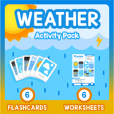 Weather Activity Set • 6 Flashcards • 6 Worksheets • ESL •