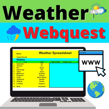Preview of Weather Activity Webquest Resource Around the World Lesson No Prep