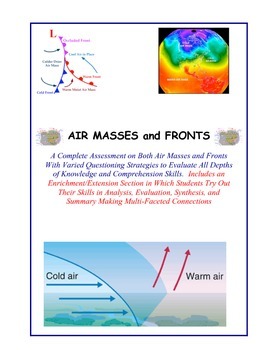 Preview of Weather:  Air Masses and Fronts Worksheets/Test - 87 Ques. (For Grades 7-12)
