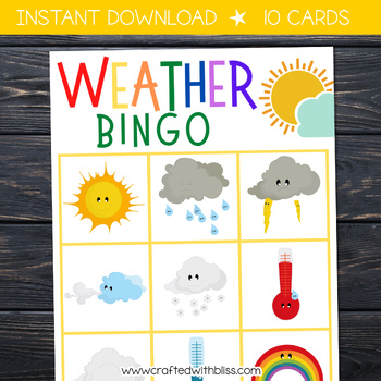 Preview of FREE Weather BINGO For Preschool-Kindergarten, Weather Games and Activities