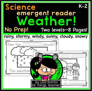 Preview of Science | WEATHER | No Prep Emergent Reader Book or Worksheets for K, 1st, 2nd