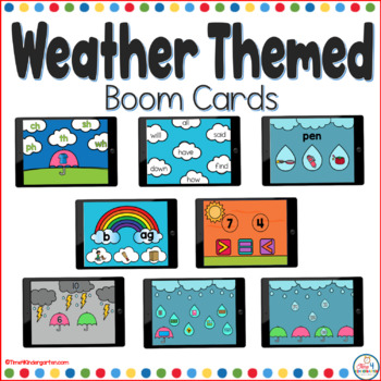 Preview of Weather Boom Cards Digital Activities Distance Learning Task Cards Bundle