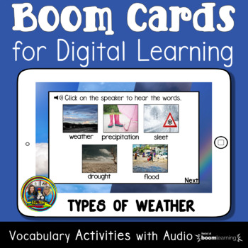 Preview of Weather Boom Cards Vocabulary and Phonics