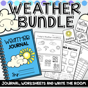 Preview of Weather Bundle - Weather Themed Journal, Worksheets, and Write the Room