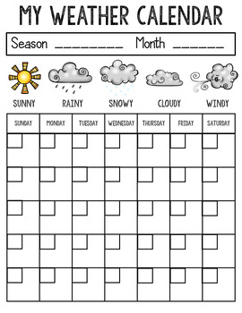 Preview of Weather Calendar Graphic Organizer Worksheet