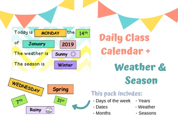 Preview of Weather Chart, Calendar Chart, Calendar Cover up, Season and Weather Calendar, I