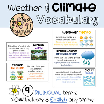 Preview of Weather & Climate | Science Word Wall | BILINGUAL Resource