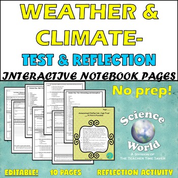 Preview of Weather & Climate Editable Test | Earth Science Notebook Middle School