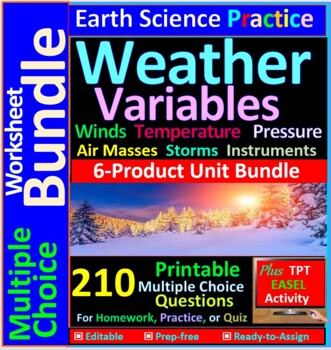 Weather Variables, Winds, Storms, : Earth Science Google Form MCQ Bundle