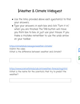 Preview of Weather & Climate Webquest
