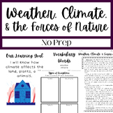 Weather, Climate, & the Forces of Nature No Prep Worksheet