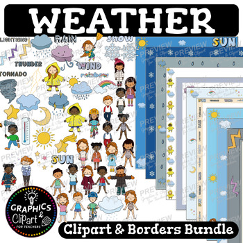 Preview of Weather Clip Art and Borders Bundle Climate {Clipart for Teachers}