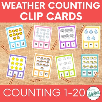 Preview of Weather Clip Cards Numbers 1-20 - Math Center Activity