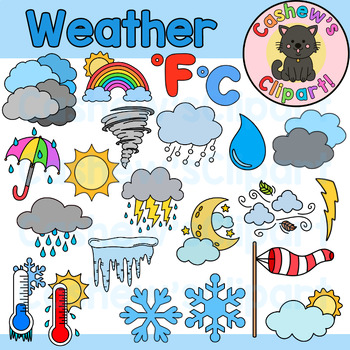 Preview of Weather Clip art | Weather Clipart | Classroom Clipart | Cartoon Weather Clipart