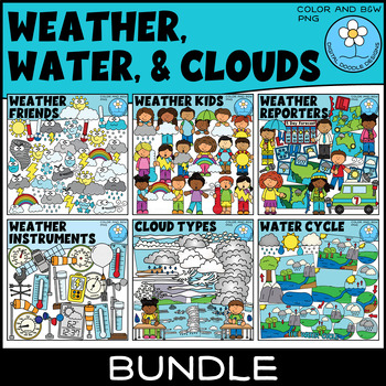 Preview of Weather Clipart BUNDLE - Weather, Water Cycle, & Cloud Types