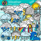 Weather Clipart: Rain Windy Cloudy Sun Snow & Stormy Clip 
