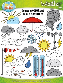 weather clipart for kids black and white
