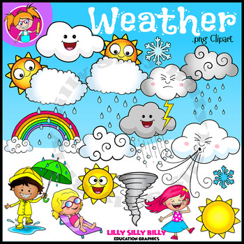 Preview of Weather. Clipart in Color & Black/white. {Lilly Silly Billy}