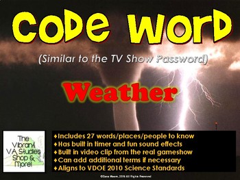 Weather Codeword Game (Similar to Password)