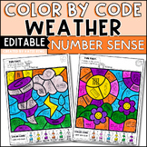Weather Color by Number Sense (Subitizing) Editable