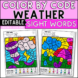 Weather Editable Color by Code Sight Word Practice Morning