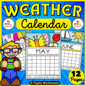 Weather Colorful Calendar - Editable Monthly Colorful Weather Calendar ...