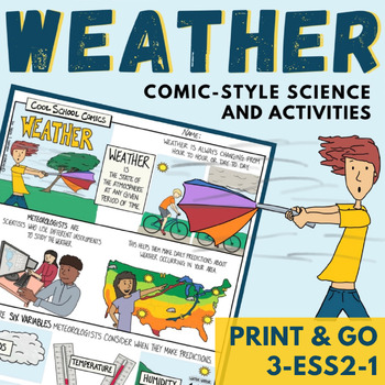 Preview of Daily Weather Chart, Coloring, Page and Anchor Chart for 3rd Grade Weather Unit