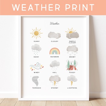 Preview of Weather Conditions, Chart, Posters, Classroom, Seasons, Illustrated, Systems