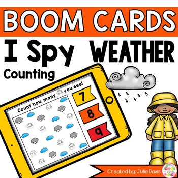 Preview of Weather Kindergarten Math Games | Counting Boom Task Cards