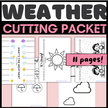 Preview of Weather Cut Paste Craft Worksheets | Fine Motor Color Activity | Sun Rain Cloud