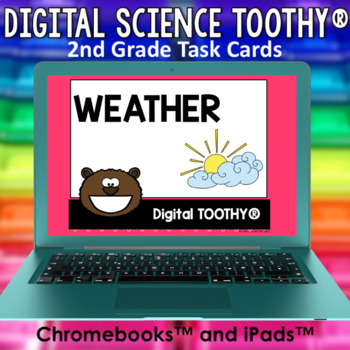 Preview of Weather Digital Science Toothy® Task Cards | Distance Learning Games