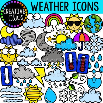 Preview of Weather Doodle Icons  {Weather Clipart}